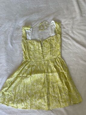 Sky To Moon Sunny Yellow Floral Corset Tie-Front Summer Dress